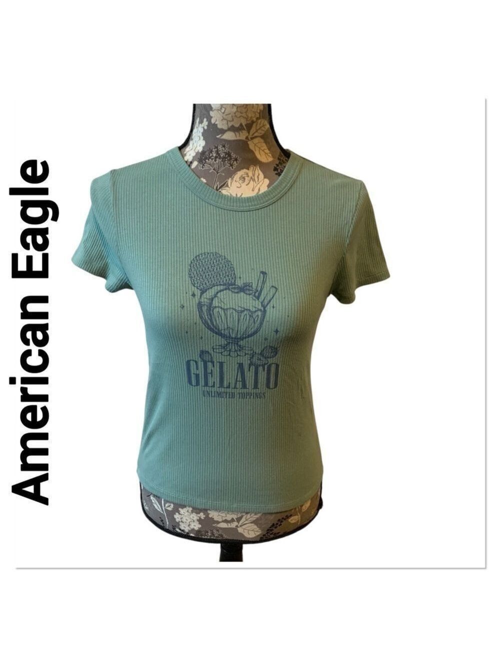 AMERICAN EAGLE Mint Green Gelato Graphic Tee size medium NWOT